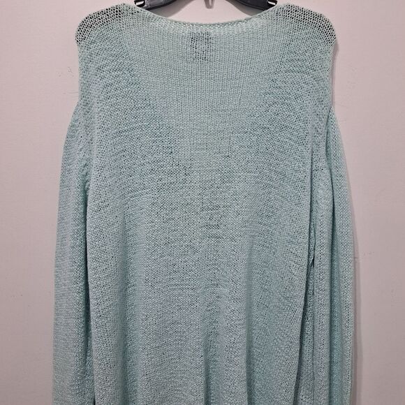 Eileen Fisher Sespry V Neck Cardigan Minimalist Boho Cotton Tape Yarn 3X NWT Blu - Picture 17 of 17